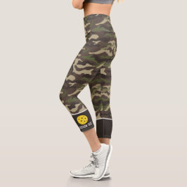 Leggings Capri Texto del Personalizado del patrón del camo verde