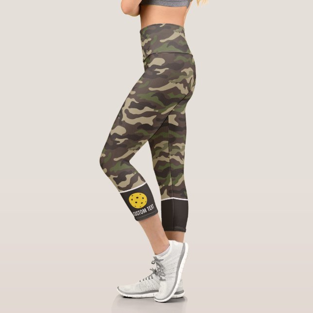 Leggings Capri Texto del Personalizado del patrón del camo verde  (Izquierda)