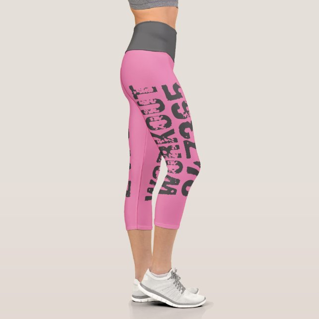 Leggings Capri Texto desgastado y raspado Workout 247365 rosa (Derecha)