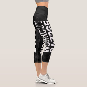 Leggings Capri Texto desgastado y raspado Workout 247365 vintage