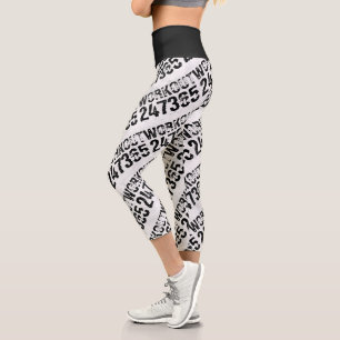 Leggings Capri Texto desgastado y rayado Entrenamiento 247365 rús