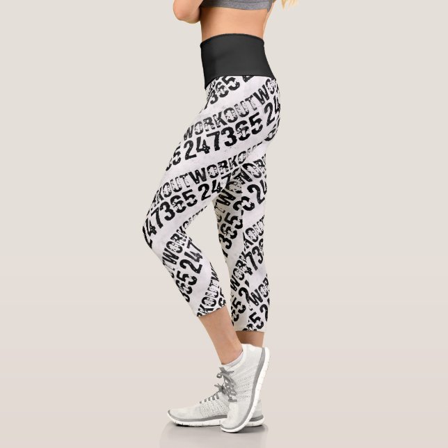 Leggings Capri Texto escrito y raspado Workout 247365 rústico (Izquierda)