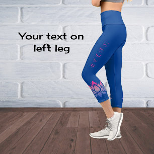 Leggings Capri Texto personalizado de flor de loto de moda modern