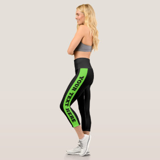 Leggings Capri Texto Personalizado de franjas verdes