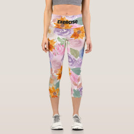 Leggings Capri texto personalizado l Moderno y bello floral l Ros