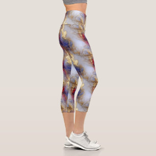 Leggings Capri Textura abstracta de tinta al alcohol con acentos