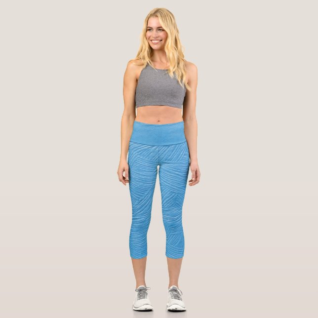 Leggings Capri Textura azul claro Piernas Capri (Anverso)