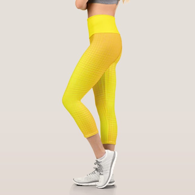 Leggings Capri Textura de arte abstracta Naranja amarillo alegre (Izquierda)