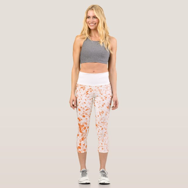 Leggings Capri Textura de bandeja - Naranja (Anverso)