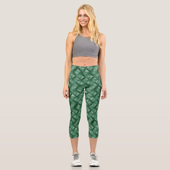 Leggings Capri Textura de cuero brillante 3 (Anverso)