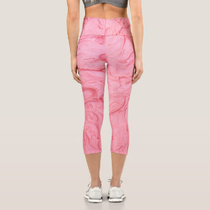 Leggings Capri Textura de helado de fresa rosa