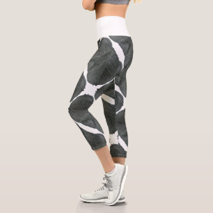 Leggings Capri Textura de hoja de árbol de oreja estilizada