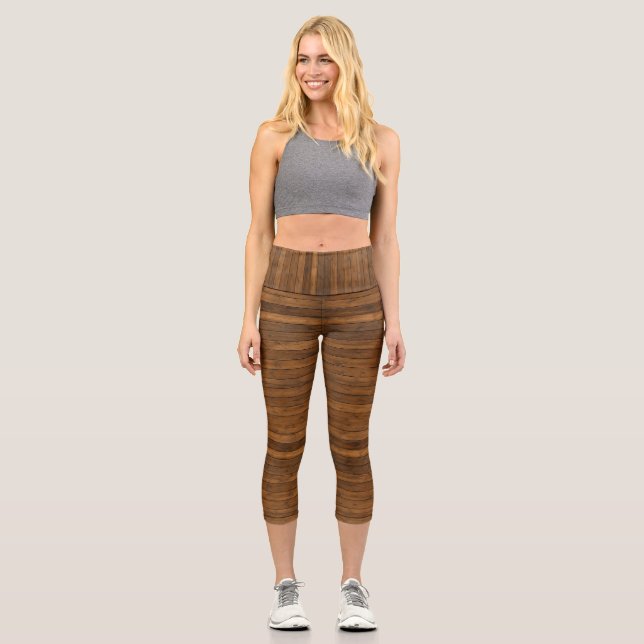 Leggings Capri Textura de madera (Anverso)