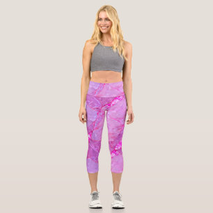 Leggings Capri Textura de mármol rosa, efecto de mármol
