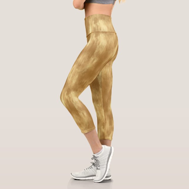 Leggings Capri Textura de oro cepillado abstracto (Izquierda)