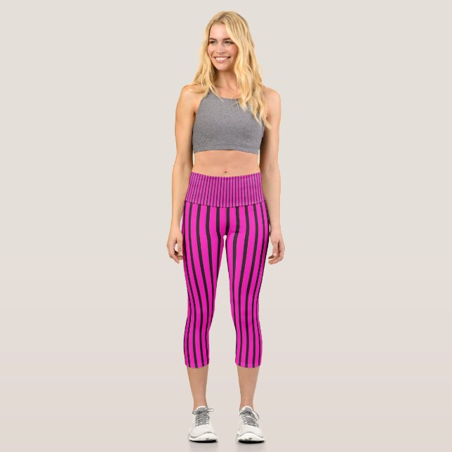 Leggings Capri textura de rayas rosadas (Anverso)