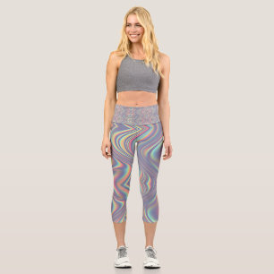 Leggings Capri Textura de remolino holográfico iridiscente