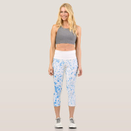 Leggings Capri Textura de salpicadura - Azul