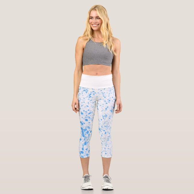 Leggings Capri Textura de salpicadura - Azul (Anverso)