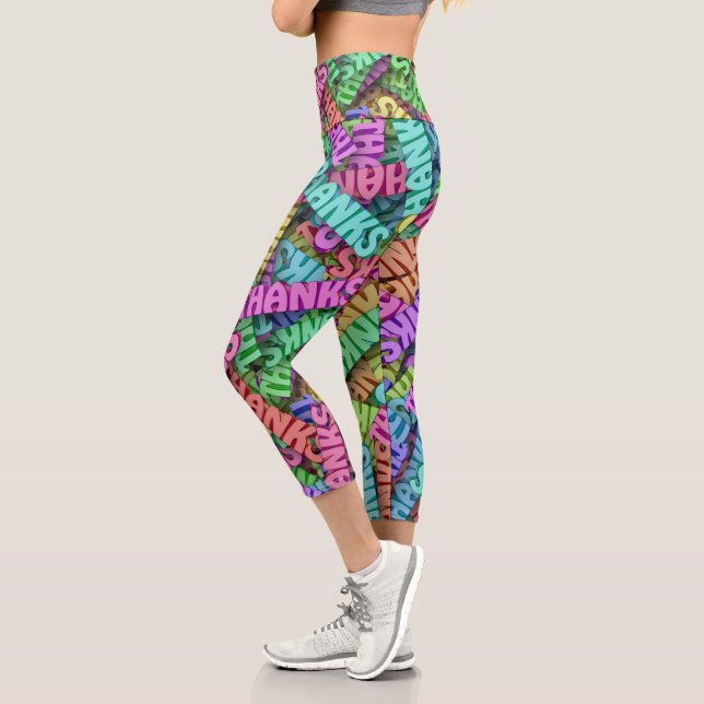 Leggings Capri Thanks palabras coloridas (Izquierda)