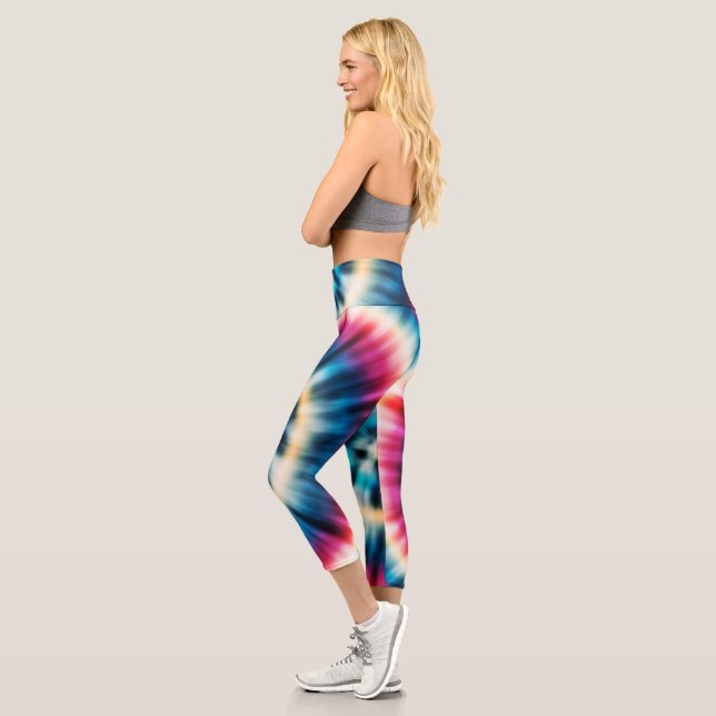 Leggings Capri Tie Dye Rojo Blanco Azul - Regalo (Izquierda)
