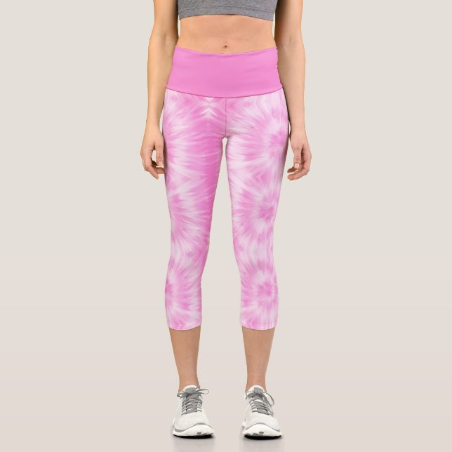 Leggings Capri Tiedye Pink Spiral Hippie Tye Dye (Anverso)