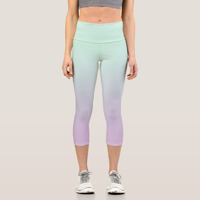 Leggings Capri Tinta Estética Pastel Y Ombre Gradiente Lilac (Anverso)