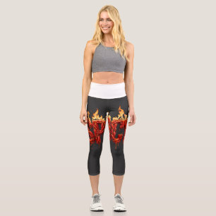 Leggings Capri Tipografía de Fuego de Pimienta Chili Picante Comi