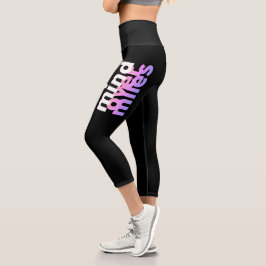 Leggings Capri Tipografía rosa de gradiente motivador giratorio n