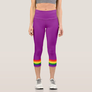 Leggings Capri Tira de Arcoíris Morado Orgullo Gay
