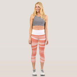 Leggings Capri Tiras borrosas monocromáticas blancas de buen gust