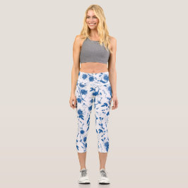 Leggings Capri Toile floral azul moderno Guay 