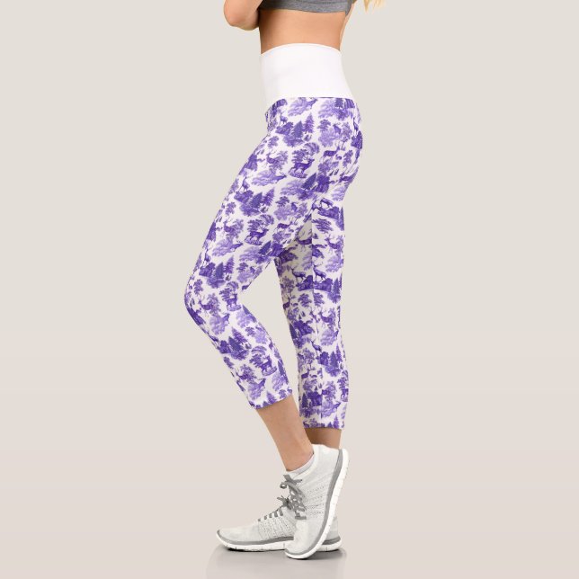 Leggings Capri Toile francés de Guay Elegant Periwinkle Blue Deer (Izquierda)