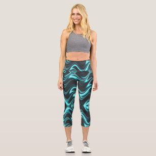 Leggings Capri tonos azules y negros místicos de la ola