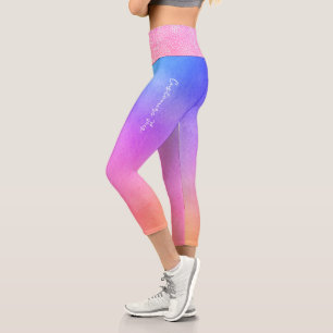 Leggings Capri Tonos de degradado rosa morado y azul de sueño