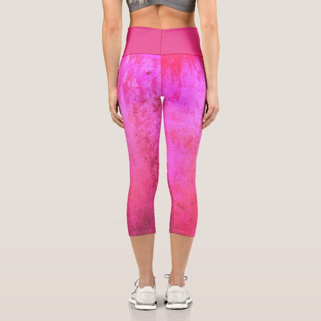 Leggings Capri Tonos de textura de grunge rosa (Reverso )