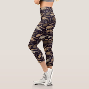 Leggings Capri Tonos divertidos del patrón de Vape marrón