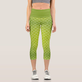 Leggings Capri Tonos modernos de la flor verde