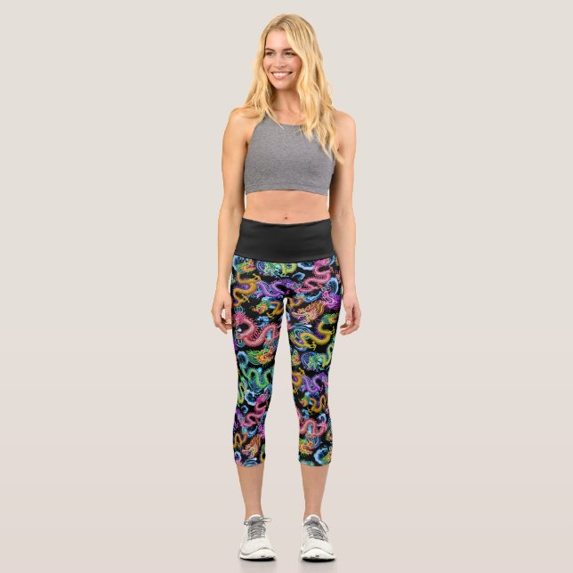 Leggings Capri Tormenta de dragón (Anverso)