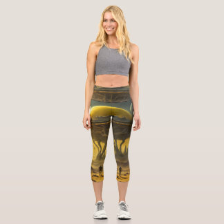 Leggings Capri Torre Ufo de Ciencia Ficción Alien World View Plan
