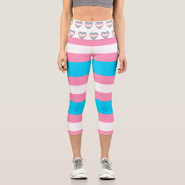 Leggings Capri Transgender Flag Pink, White and Blue LGBTQIA+