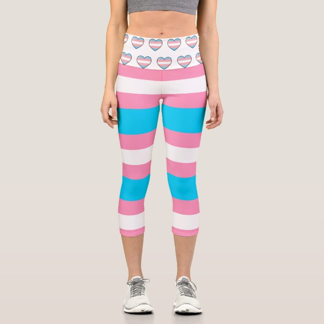 Leggings Capri Transgender Flag Pink, White and Blue LGBTQIA+ (Anverso)