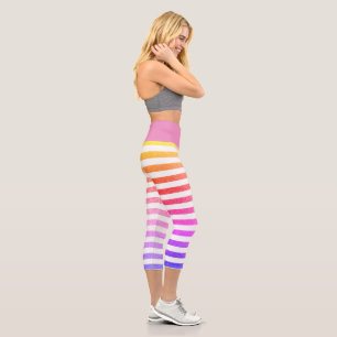 Leggings Capri Trazo de Neon Pastel con estilo Cubierta Púrpura