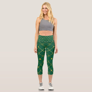 Leggings Capri Tréboles Dorados, Cielo Esmeralda