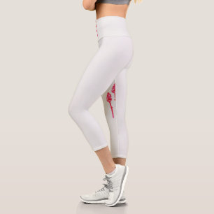 Leggings Capri Tres flores rosas con fondo negro
