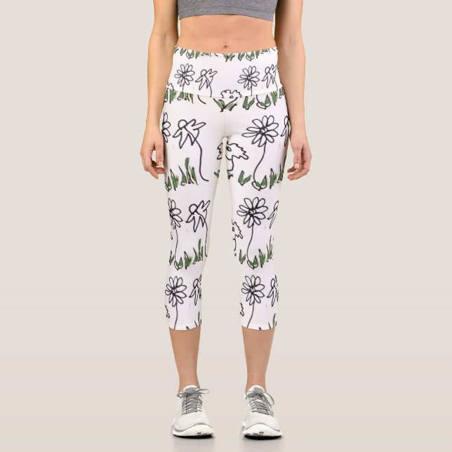 Leggings Capri Tres pequeñas flores (Anverso)