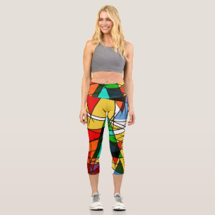 Leggings Capri Triángulo moderno geométrico colorido