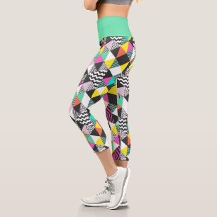 Leggings Capri Triángulos abstractos de patchwork geométrico mode