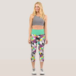 Leggings Capri Triángulos abstractos de patchwork geométrico mode
