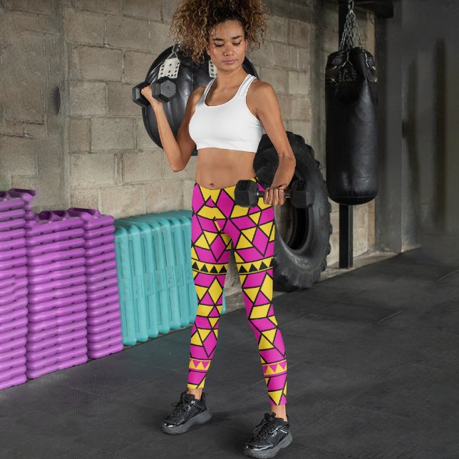 Leggings Capri Triángulos amarillos rosados (Subido por el creador)